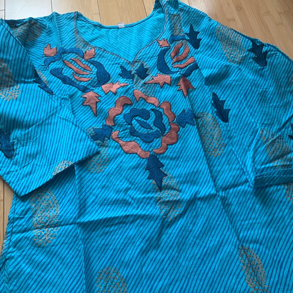 Blue Embroidered Handmade Caftan